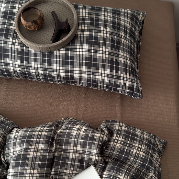 91家纺网 家纺一手货源 找家纺 豪美鑫 2026新款经典格纹四件套 苏格兰系列 苏格兰-灰