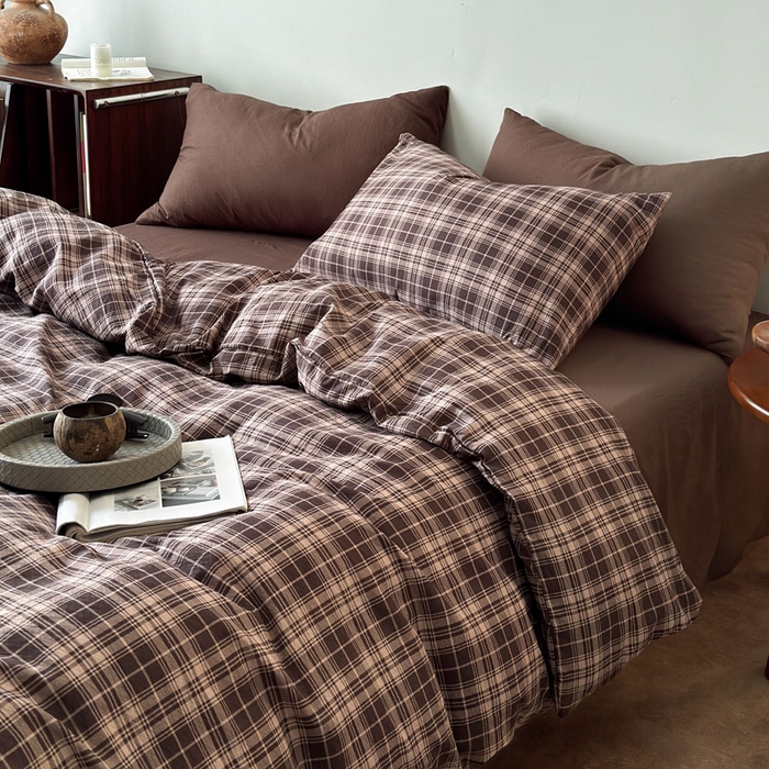 91家纺网 家纺一手货源 找家纺 豪美鑫 2026新款经典格纹四件套 苏格兰系列 苏格兰-咖