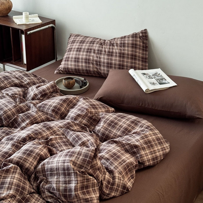 豪美鑫 2026新款经典格纹四件套 苏格兰系列 苏格兰-咖