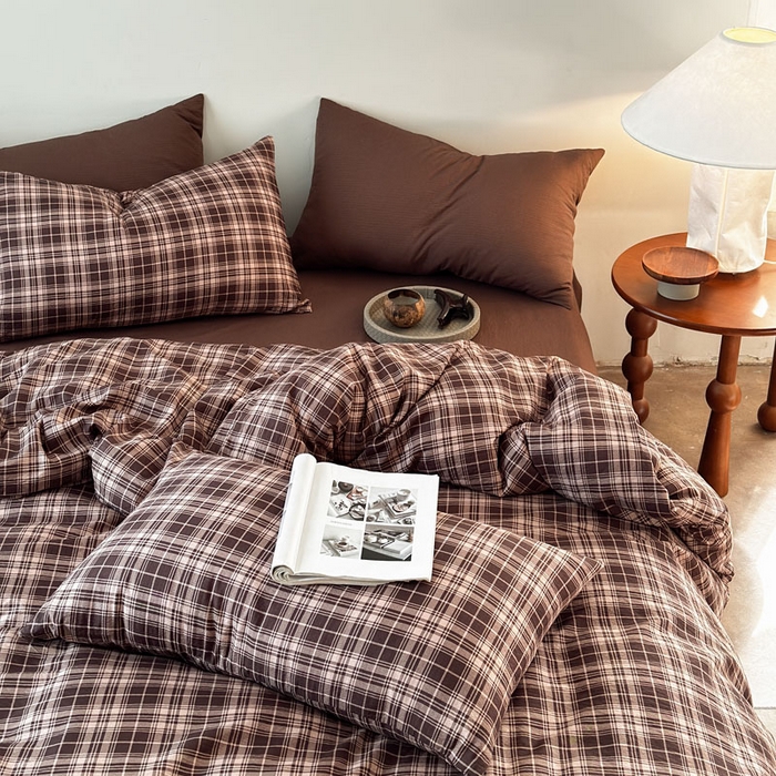 91家纺网 家纺一手货源 找家纺 豪美鑫 2026新款经典格纹四件套 苏格兰系列 苏格兰-咖