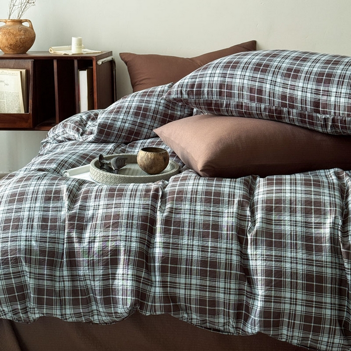 91家纺网 家纺一手货源 找家纺 豪美鑫 2026新款经典格纹四件套 苏格兰系列 苏格兰-蓝