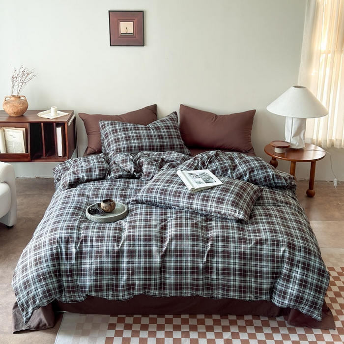 91家纺网 家纺一手货源 找家纺 豪美鑫 2026新款经典格纹四件套 苏格兰系列 苏格兰-蓝