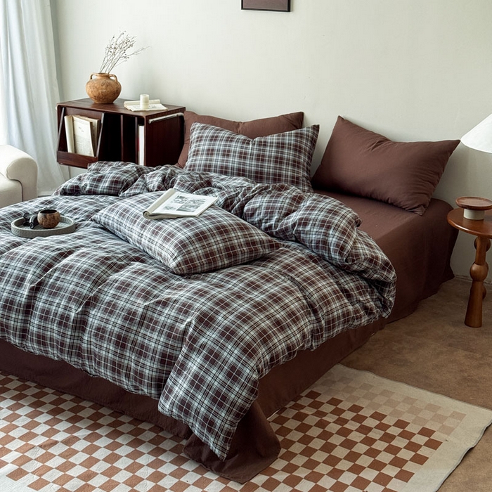 91家纺网 家纺一手货源 找家纺 豪美鑫 2026新款经典格纹四件套 苏格兰系列 苏格兰-蓝