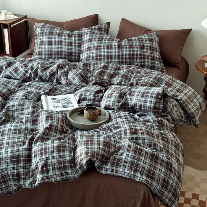 91家纺网 家纺一手货源 找家纺 豪美鑫 2026新款经典格纹四件套 苏格兰系列 苏格兰-蓝