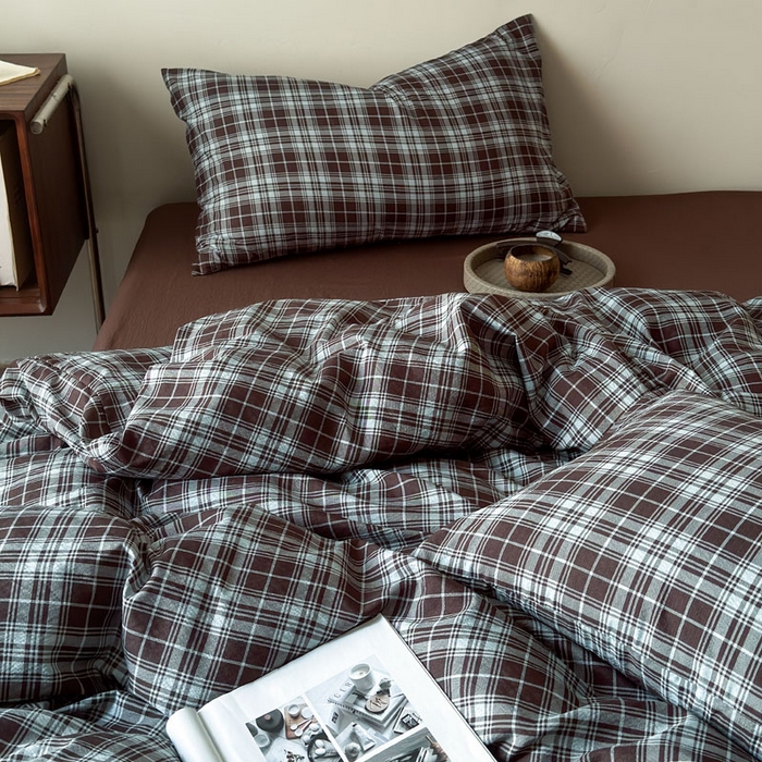 91家纺网 家纺一手货源 找家纺 豪美鑫 2026新款经典格纹四件套 苏格兰系列 苏格兰-蓝