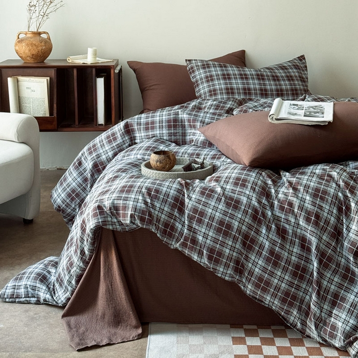 91家纺网 家纺一手货源 找家纺 豪美鑫 2026新款经典格纹四件套 苏格兰系列 苏格兰-蓝