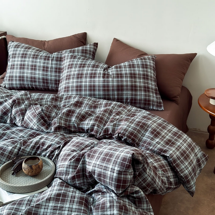 91家纺网 家纺一手货源 找家纺 豪美鑫 2026新款经典格纹四件套 苏格兰系列 苏格兰-蓝