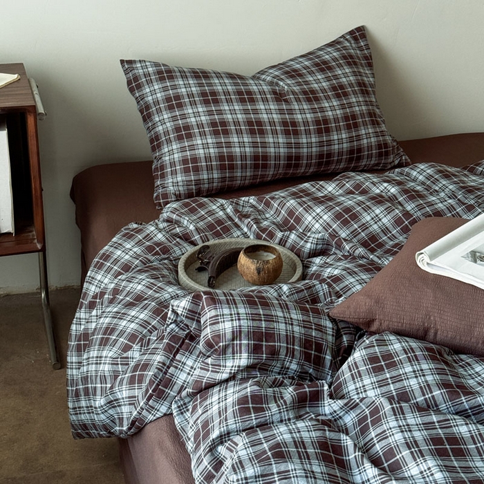 91家纺网 家纺一手货源 找家纺 豪美鑫 2026新款经典格纹四件套 苏格兰系列 苏格兰-蓝