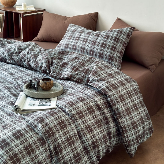 91家纺网 家纺一手货源 找家纺 豪美鑫 2026新款经典格纹四件套 苏格兰系列 苏格兰-蓝