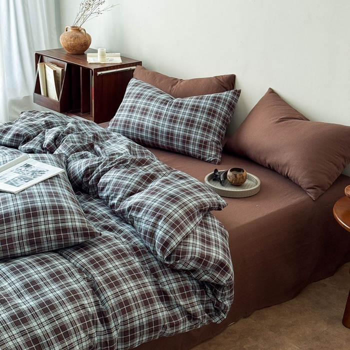 91家纺网 家纺一手货源 找家纺 豪美鑫 2026新款经典格纹四件套 苏格兰系列 苏格兰-蓝