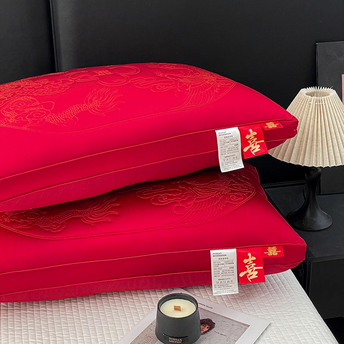 91家纺网 家纺一手货源 找家纺 （总）她喜爱枕芯 2026新款龙凤呈祥婚庆枕头枕芯