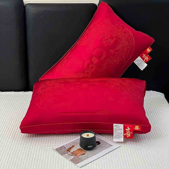 91家纺网 家纺一手货源 找家纺 （总）她喜爱枕芯 2026新款龙凤呈祥婚庆枕头枕芯