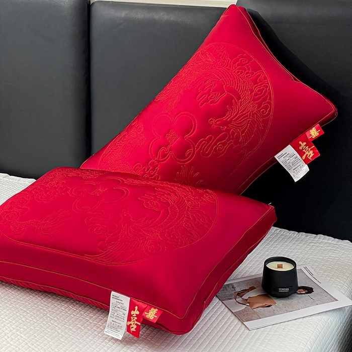 91家纺网 家纺一手货源 找家纺 （总）她喜爱枕芯 2026新款龙凤呈祥婚庆枕头枕芯