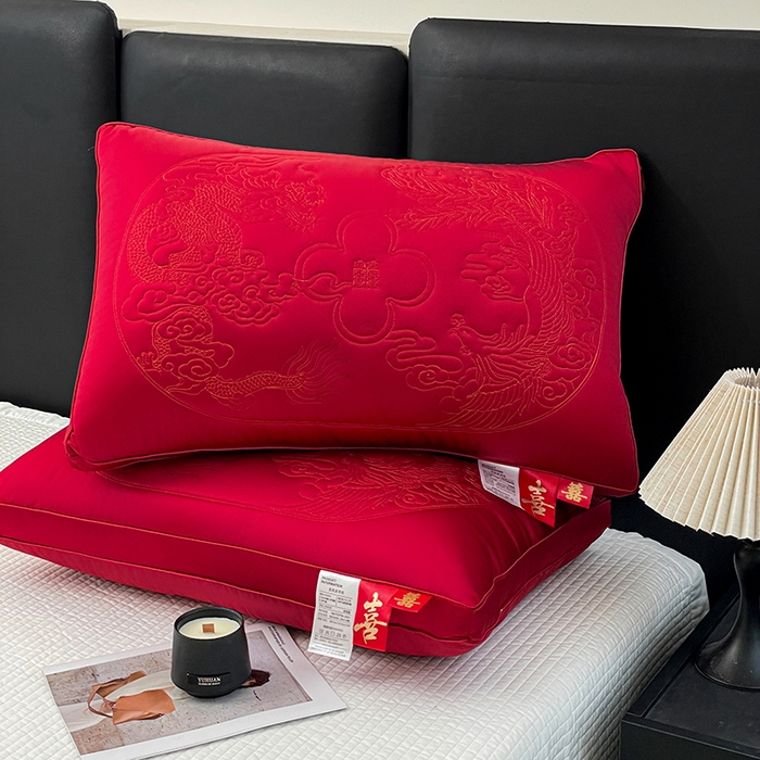 91家纺网 家纺一手货源 找家纺 （总）她喜爱枕芯 2026新款龙凤呈祥婚庆枕头枕芯