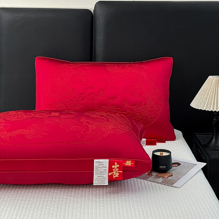 91家纺网 家纺一手货源 找家纺 （总）她喜爱枕芯 2026新款龙凤呈祥婚庆枕头枕芯