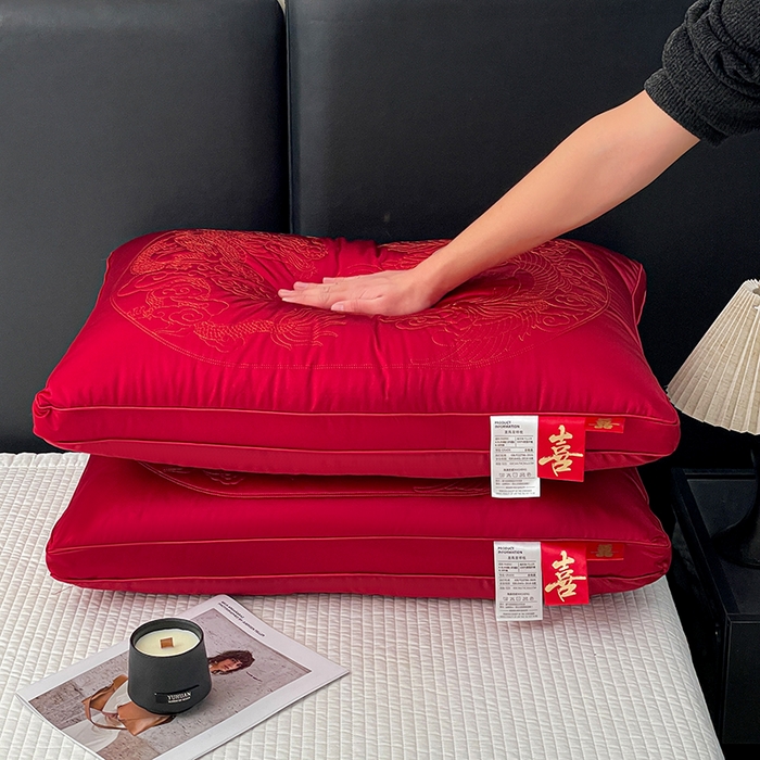 91家纺网 家纺一手货源 找家纺 （总）她喜爱枕芯 2026新款龙凤呈祥婚庆枕头枕芯