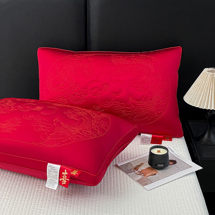 91家纺网 家纺一手货源 找家纺 （总）她喜爱枕芯 2026新款龙凤呈祥婚庆枕头枕芯