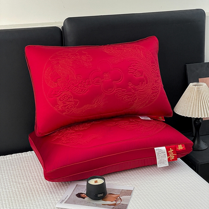 91家纺网 家纺一手货源 找家纺 （总）她喜爱枕芯 2026新款龙凤呈祥婚庆枕头枕芯