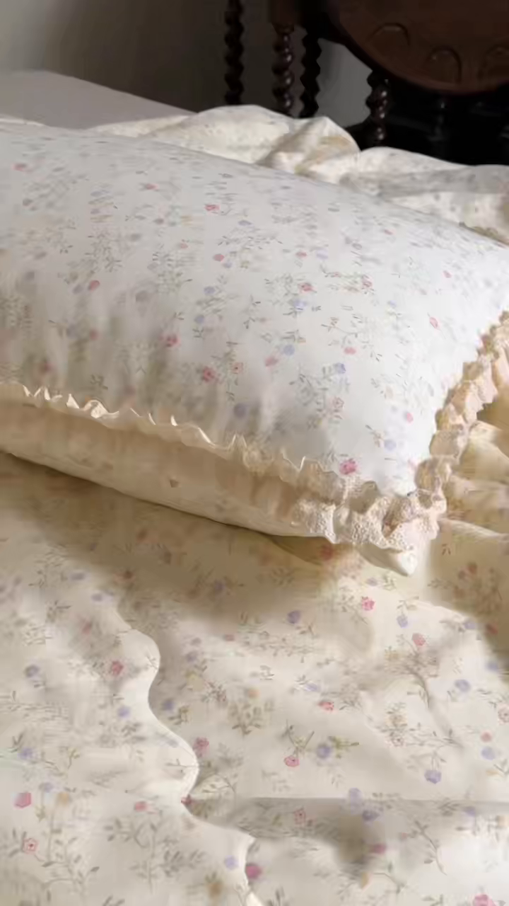 91家纺网 家纺一手货源 找家纺 洋铭区（原狠狠爱） 2026新款双层纱皱皱花边夏被夏凉被空调被三件套 唯美小花