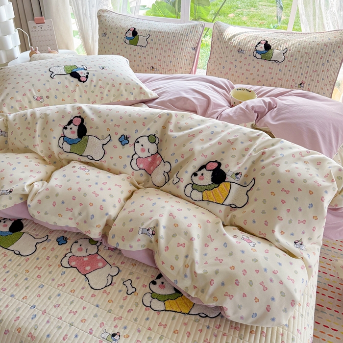 91家纺网 家纺一手货源 找家纺 （总）恋佳居 2026新款毛巾绣古法棉床笠床盖四件套