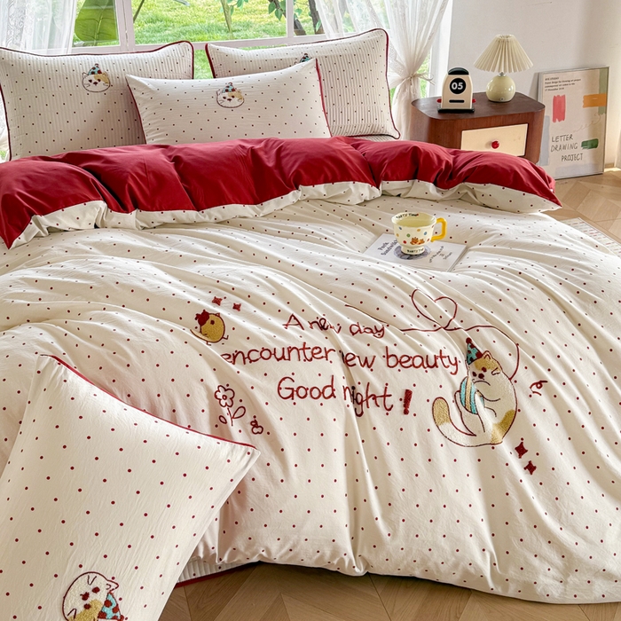 91家纺网 家纺一手货源 找家纺 恋佳居 2026新款毛巾绣古法棉床笠床盖四件套 花野遇美