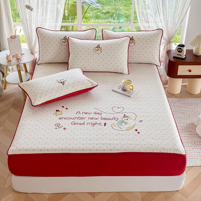 91家纺网 家纺一手货源 找家纺 恋佳居 2026新款毛巾绣古法棉床笠床盖四件套 花野遇美