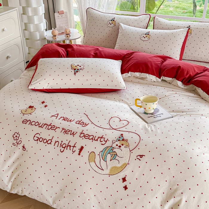 91家纺网 家纺一手货源 找家纺 恋佳居 2026新款毛巾绣古法棉床笠床盖四件套 花野遇美