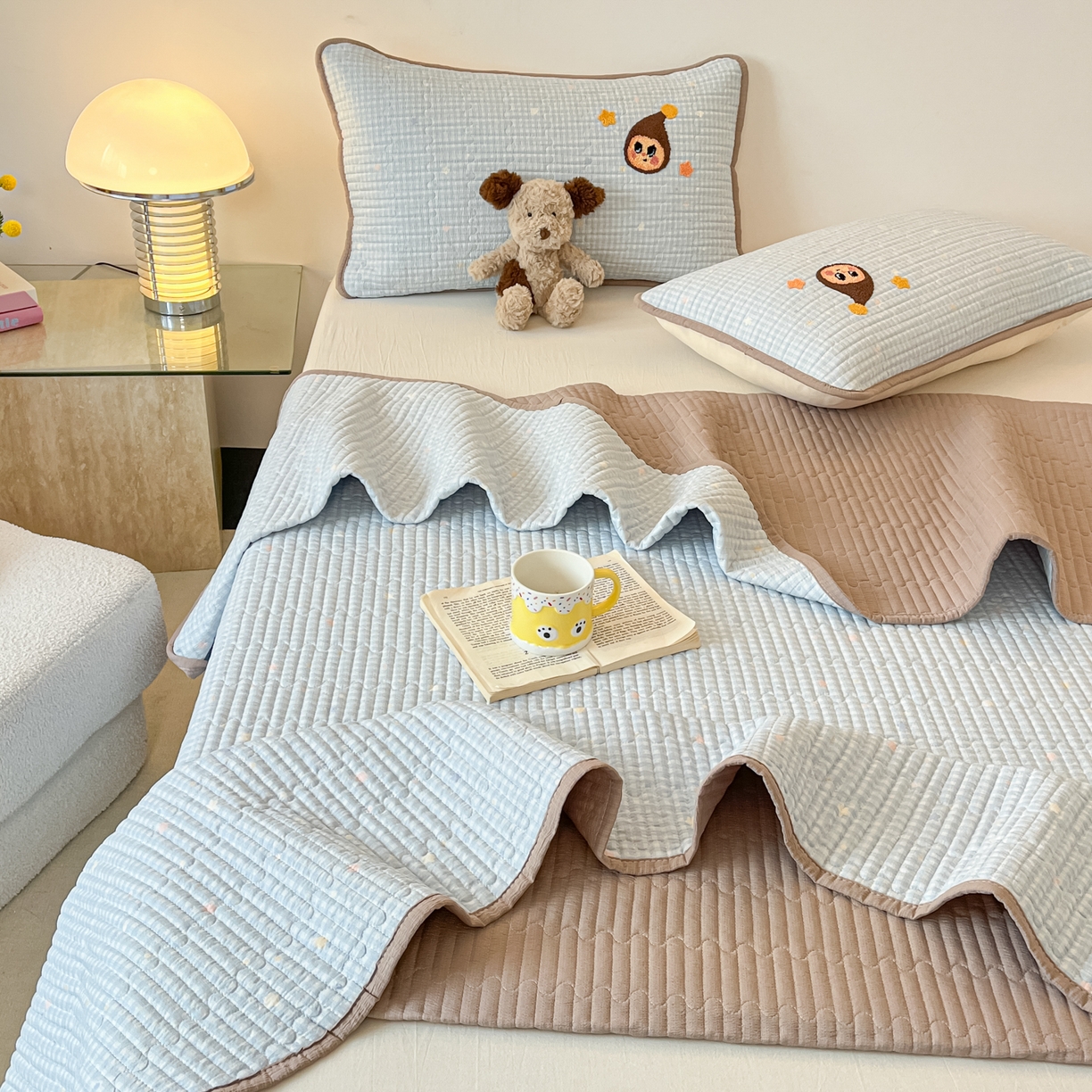 91家纺网 家纺一手货源 找家纺 （总）老帅的工厂店 2026新款云感双层纱毛巾绣床盖单品床盖床盖单件