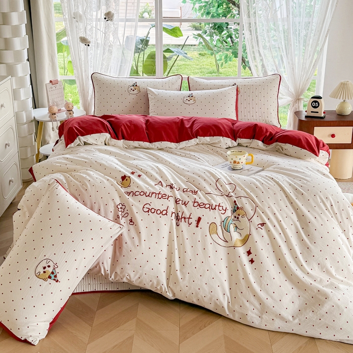 91家纺网 家纺一手货源 找家纺 恋佳居 2026新款毛巾绣古法棉床笠床盖四件套 花野遇美