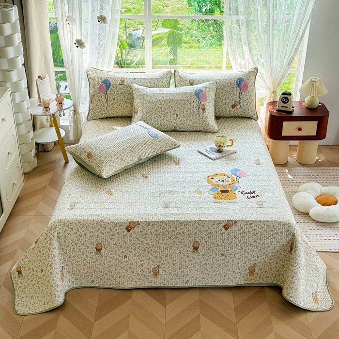 91家纺网 家纺一手货源 找家纺 恋佳居 2026新款毛巾绣古法棉床笠床盖四件套 花狮轻梦