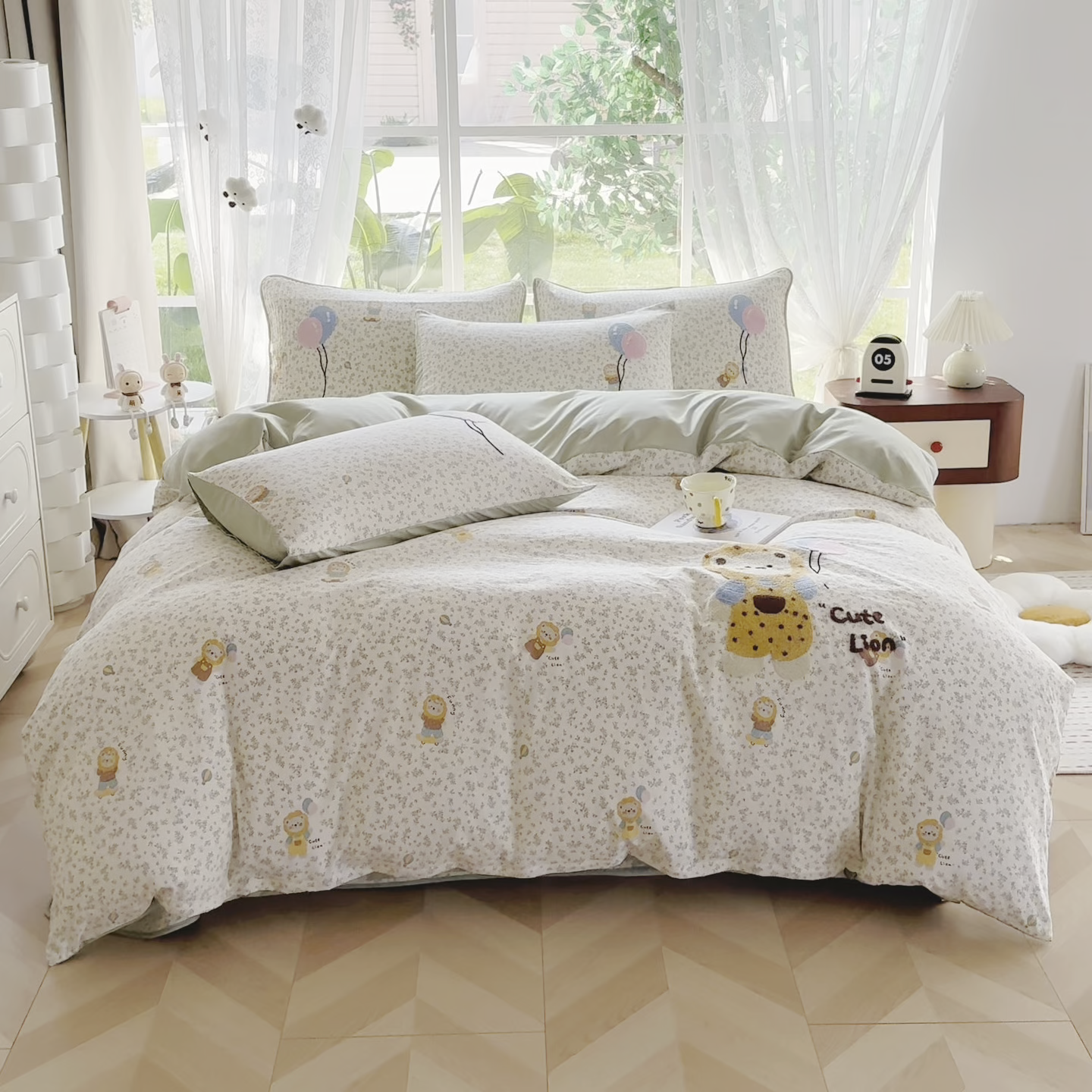 91家纺网 家纺一手货源 找家纺 恋佳居 2026新款毛巾绣古法棉床笠床盖四件套 花狮轻梦