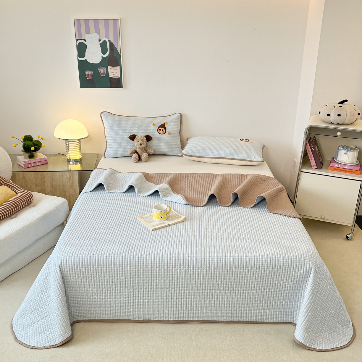 老帅的工厂店 2026新款云感双层纱毛巾绣床盖单品床盖床盖单件 出逃星星人