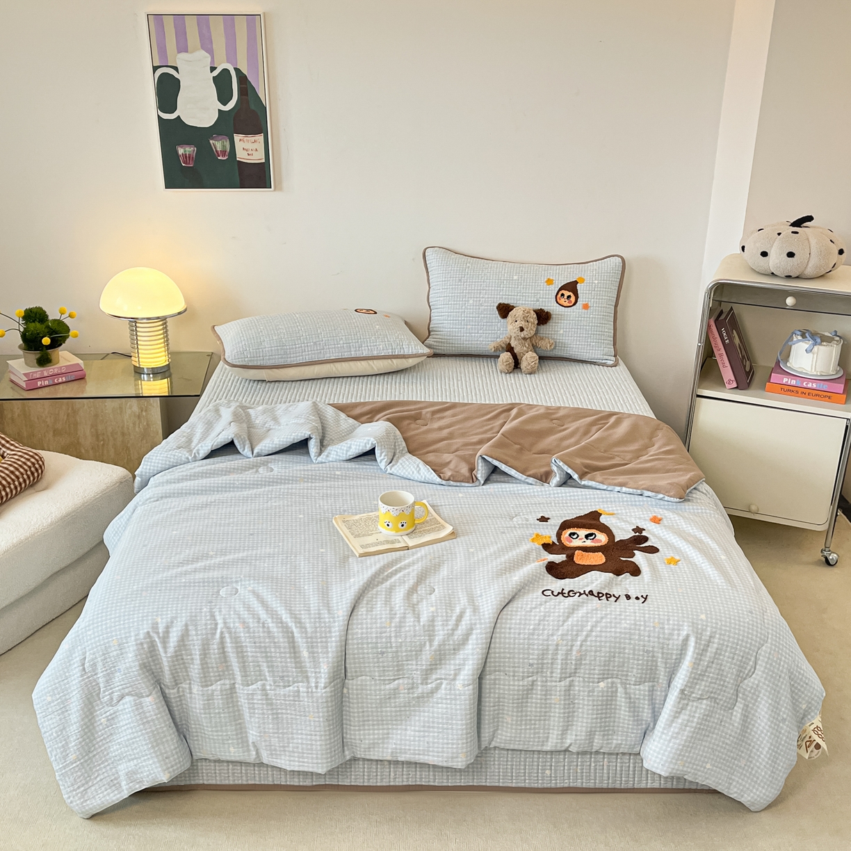 91家纺网 家纺一手货源 找家纺 老帅的工厂店 2026新款云感双层纱毛巾绣床盖单品床盖床盖单件 出逃星星人