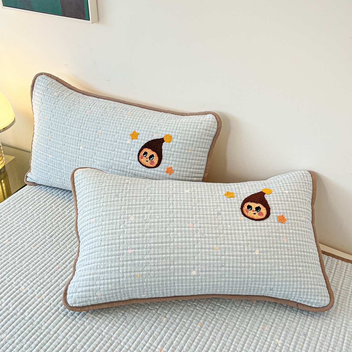 91家纺网 家纺一手货源 找家纺 老帅的工厂店 2026新款云感双层纱毛巾绣床盖单品床盖床盖单件 出逃星星人