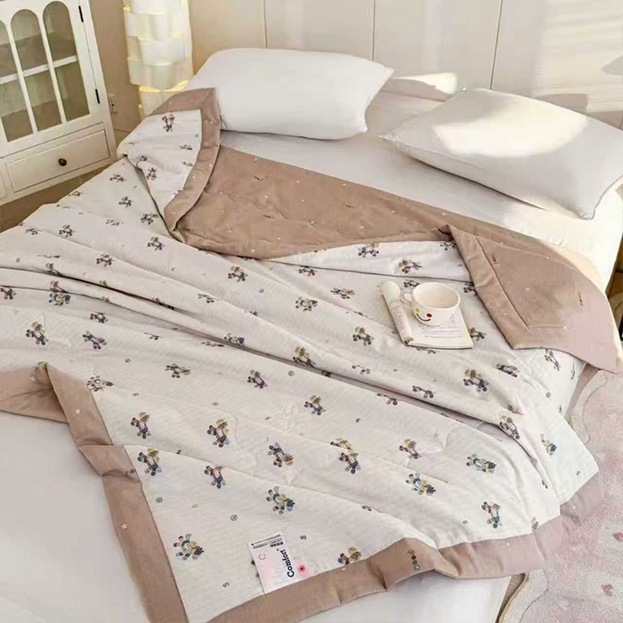 91家纺网 家纺一手货源 找家纺 （总）柏薇 2026新款全棉印花手包边夏凉被