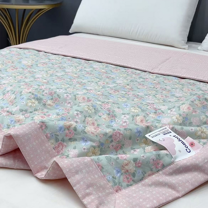 91家纺网 家纺一手货源 找家纺 （总）柏薇 2026新款全棉印花手包边夏凉被