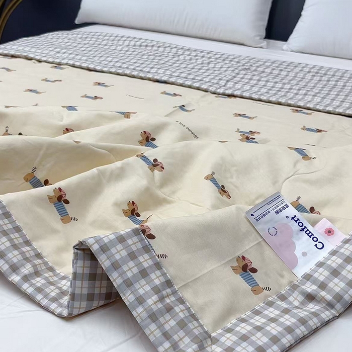 91家纺网 家纺一手货源 找家纺 （总）柏薇 2026新款全棉印花手包边夏凉被