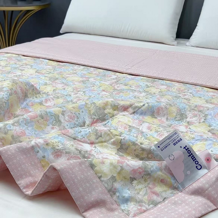 91家纺网 家纺一手货源 找家纺 （总）柏薇 2026新款全棉印花手包边夏凉被