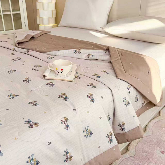 91家纺网 家纺一手货源 找家纺 （总）柏薇 2026新款全棉印花手包边夏凉被