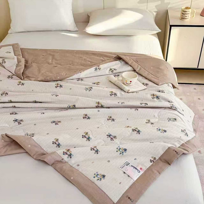 91家纺网 家纺一手货源 找家纺 （总）柏薇 2026新款全棉印花手包边夏凉被