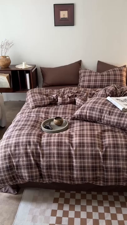 91家纺网 家纺一手货源 找家纺 （总）豪美鑫 2026新款经典格纹四件套 苏格兰系列