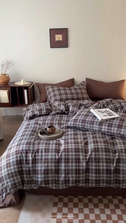 91家纺网 家纺一手货源 找家纺 豪美鑫 2026新款经典格纹四件套 苏格兰系列 苏格兰-蓝