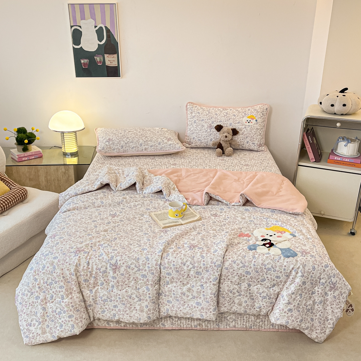 91家纺网 家纺一手货源 找家纺 老帅的工厂店 2026新款云感双层纱毛巾绣床盖单品床盖床盖单件 小熊酱