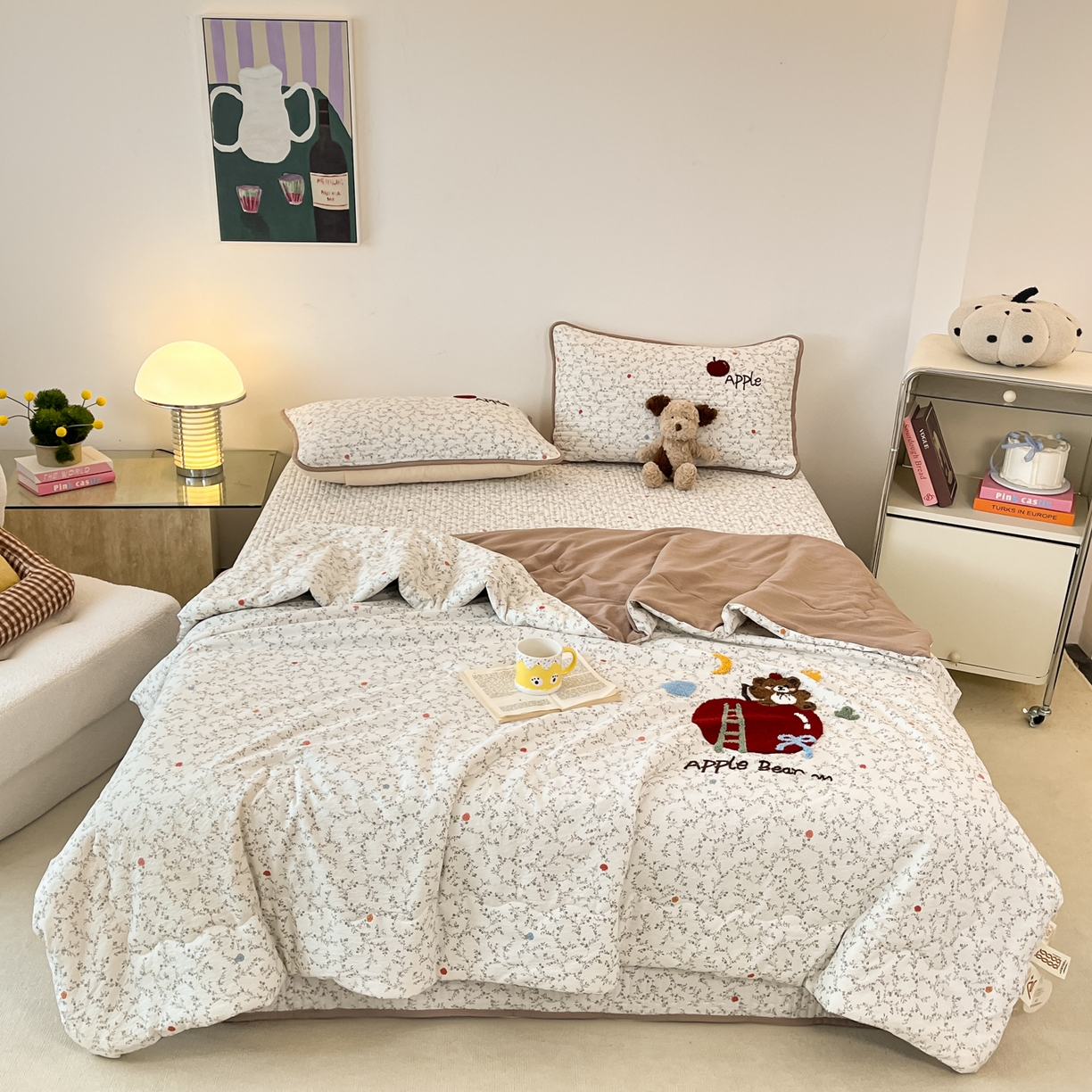 91家纺网 家纺一手货源 找家纺 老帅的工厂店 2026新款云感双层纱毛巾绣床盖单品床盖床盖单件 元气苹果熊