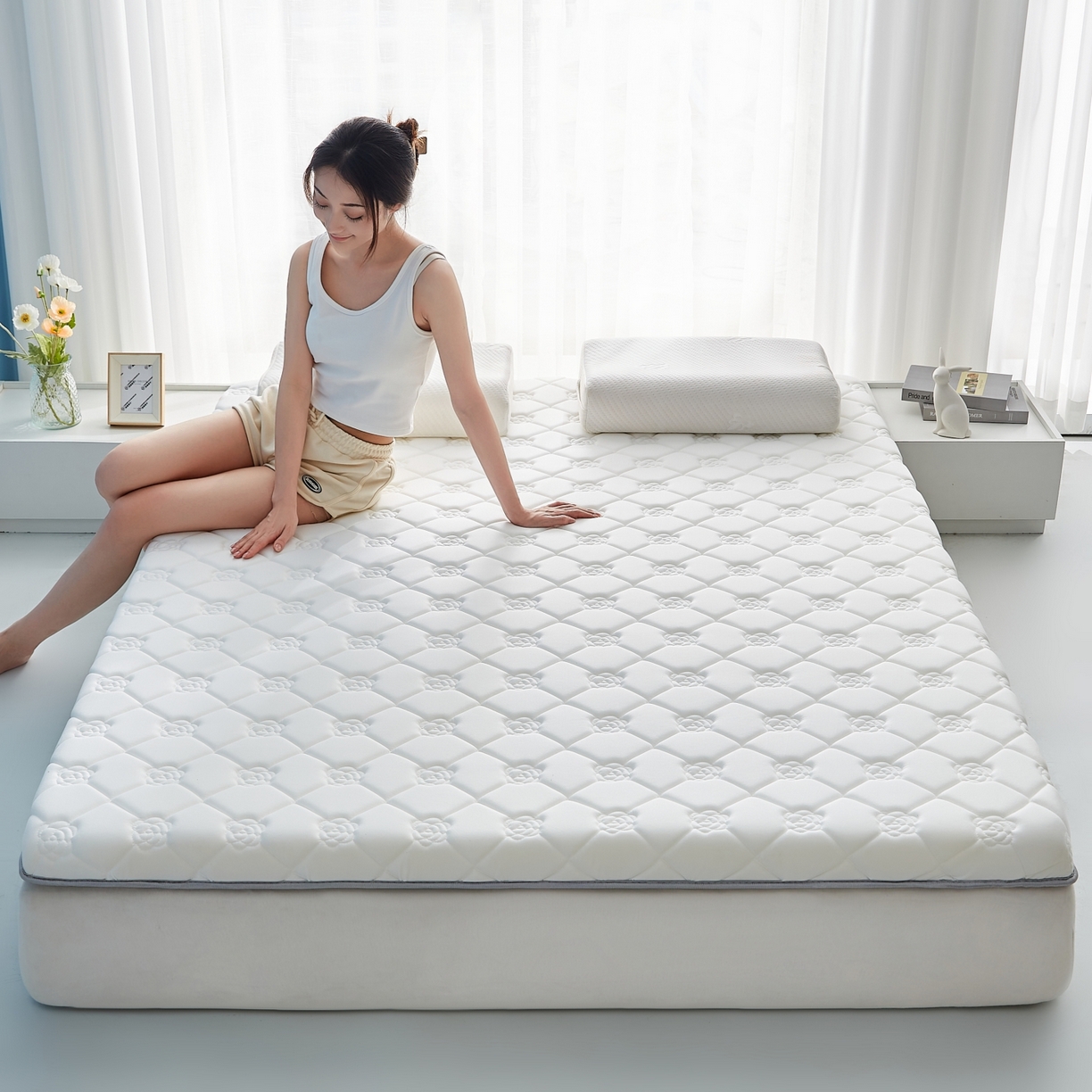 91家纺网 家纺一手货源 找家纺 （总）优莱床垫 2026新款乳胶抗压棉玫瑰单边床垫