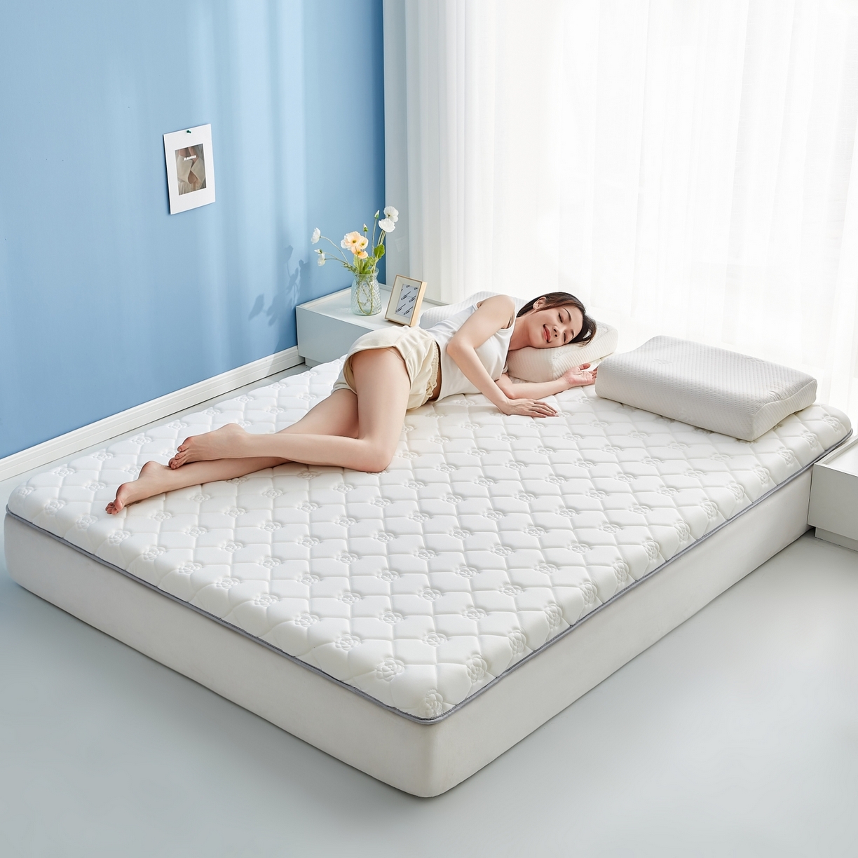 91家纺网 家纺一手货源 找家纺 （总）优莱床垫 2026新款乳胶抗压棉玫瑰单边床垫