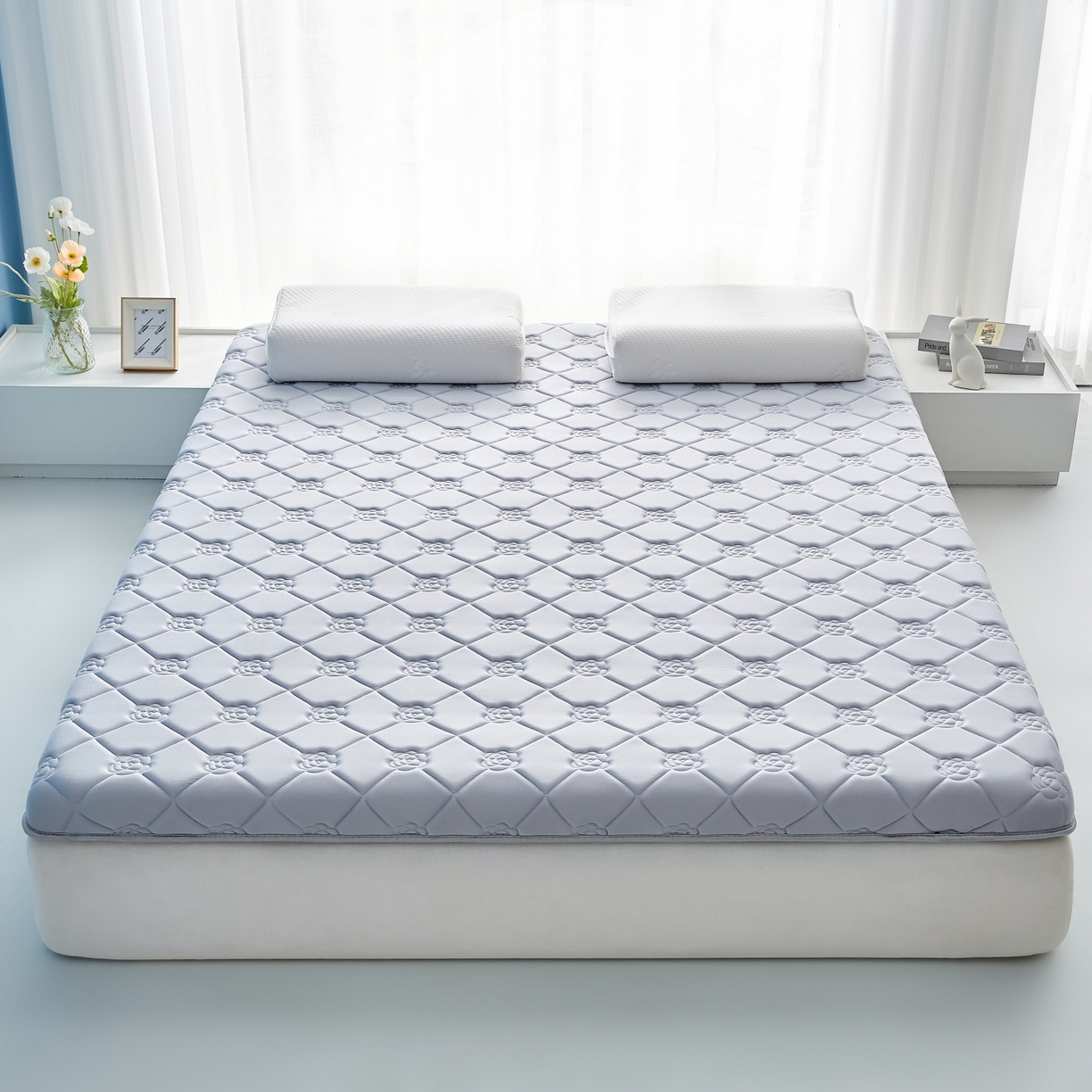 91家纺网 家纺一手货源 找家纺 优莱床垫 2026新款乳胶抗压棉玫瑰单边床垫 玫瑰灰单边