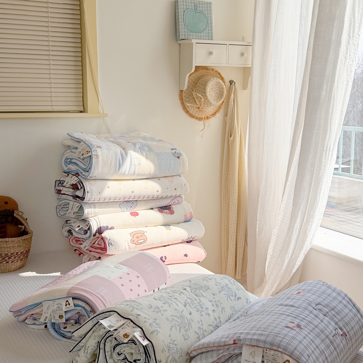 91家纺网 家纺一手货源 找家纺 暖生活 2026春夏新款A类牛奶针织棉夏被夏凉被空调被 组合图仅供展示不可下单