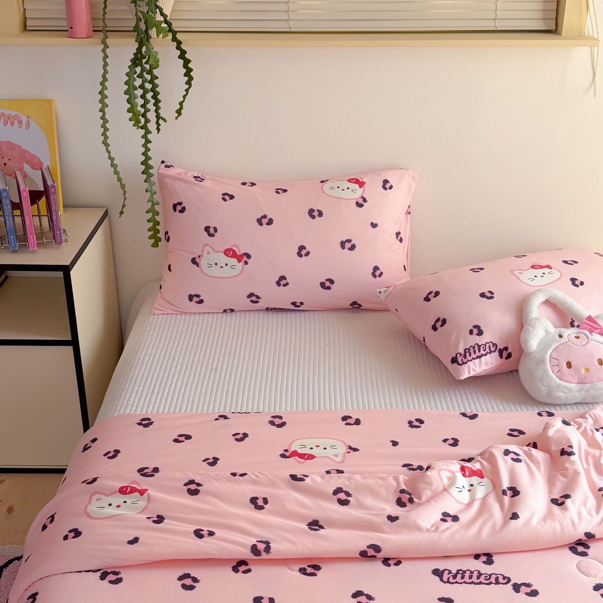 91家纺网 家纺一手货源 找家纺 暖生活 2026春夏新款A类牛奶针织棉夏被夏凉被空调被 豹纹凯蒂