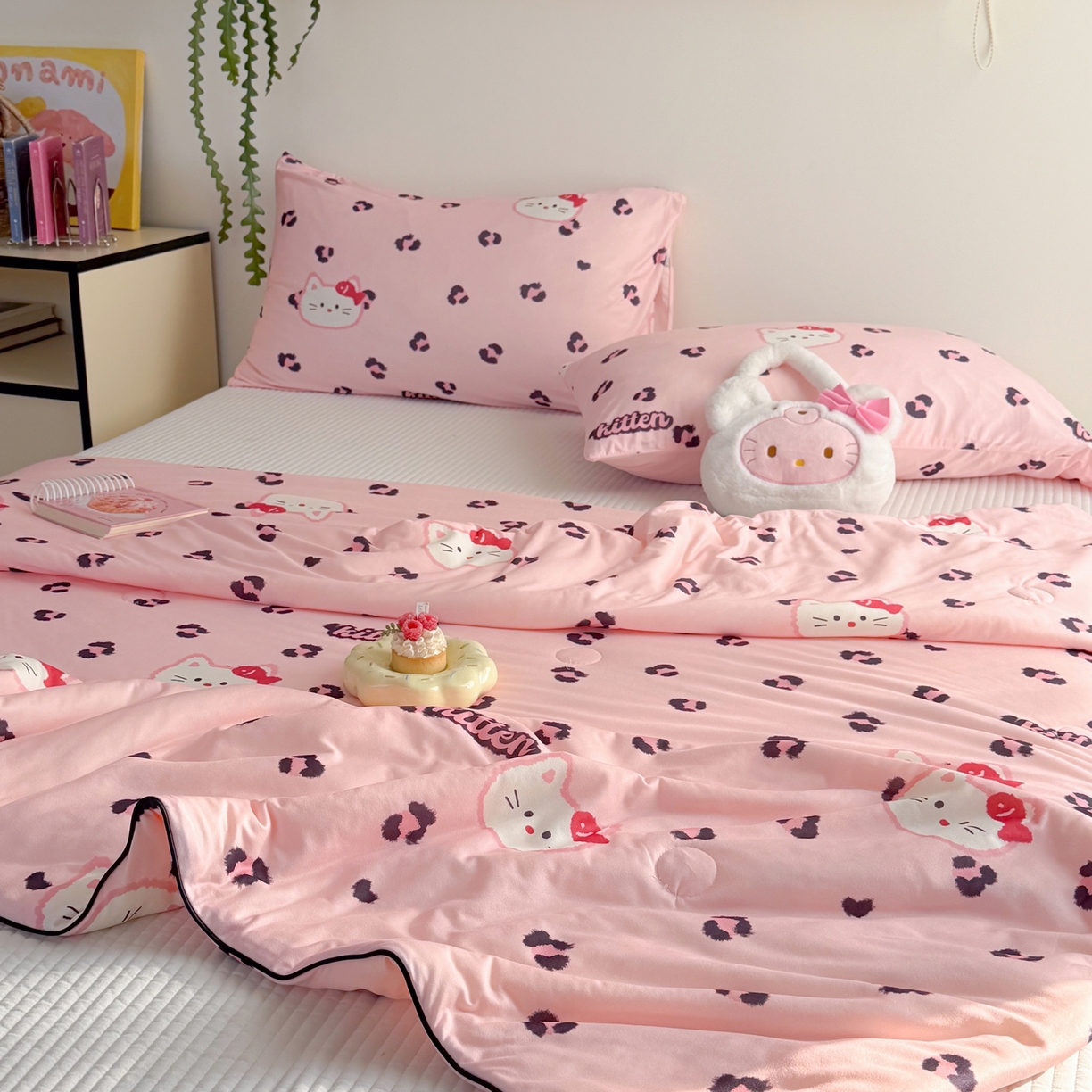 91家纺网 家纺一手货源 找家纺 暖生活 2026春夏新款A类牛奶针织棉夏被夏凉被空调被 豹纹凯蒂